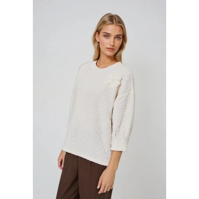 Moodo Суитшърт от структуриран материал бял Moodo Moodo | Byal | ЖЕНИ | XS