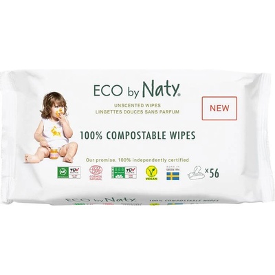 Eco by Naty vlhčené ubrousky Naty bez vůně, 56 ks