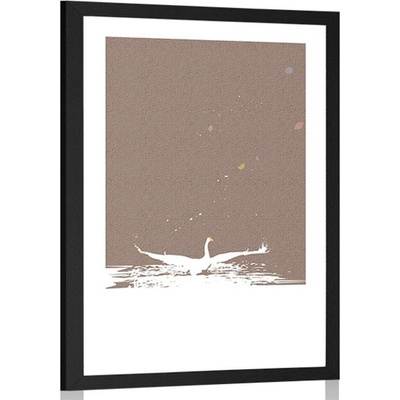 Plakát s paspartou labutí jezero - 60x90 white