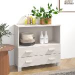 vidaXL Сайдборд HAMAR, бял, 85x35x80 см, борово дърво масив (340497)