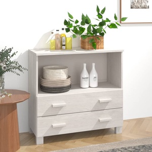 vidaXL Сайдборд HAMAR, бял, 85x35x80 см, борово дърво масив (340497)