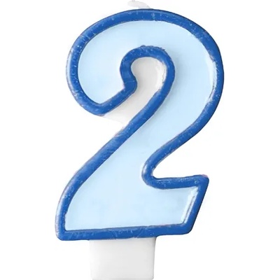 PartyDeco Свещ за рожден ден с число 2 (синя)