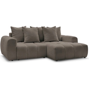 Bobochic Кафяв разтегателен ъглов диван с място за съхранение от букле (десен ъгъл) Roxelane - Bobochic Paris (108365)