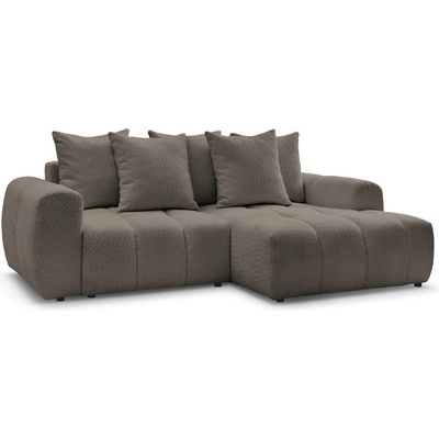 Bobochic Кафяв разтегателен ъглов диван с място за съхранение от букле (десен ъгъл) Roxelane - Bobochic Paris (108365)