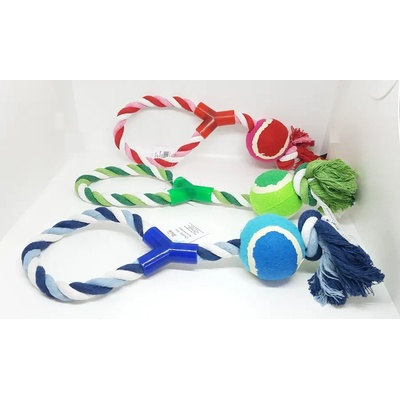 Nunbell Tug Rope Toy with Tennis Ball - Играчка за куче с въже и тенис топка 35см