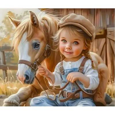 Norimpex - Puzzle Diamant painting: Little girl with a horse 30x40cm - 1 - 39 piese