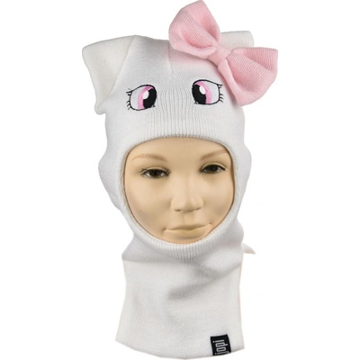 detská kukla s 2 uškami očami a mašľou biela