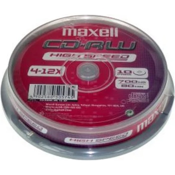 Maxell Оптичен носител CD-RW media 700MB, Maxell, 10 бр (ML-DC-CDRW-10-CAKE)