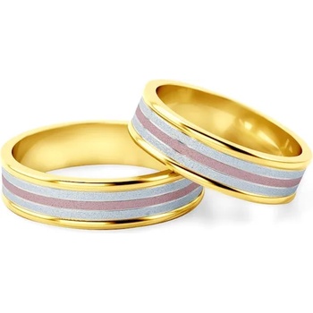 Image 1 of SAVICKI Сватбени халки: трицветно злато, плоски. 5.2 мм