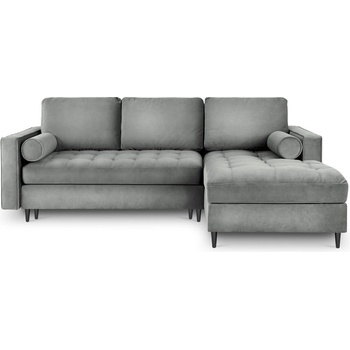 Milo Casa Светлосиво кадифено ъглово канапе, десен ъгъл Santo - Milo Casa (MIL_RCF_44_A3_SANTO5)