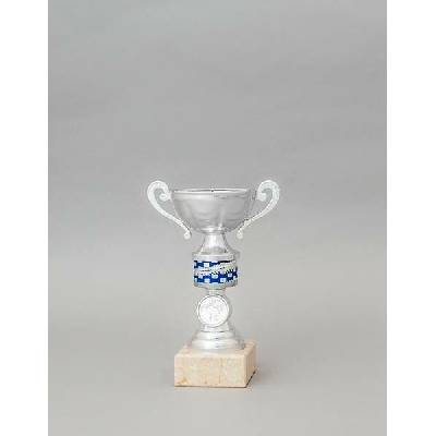 Stříbrnomodrý sportovní pohár s trubkou a uchy 19 29 cm 19 cm