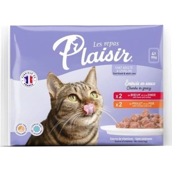 Plaisir cat steriliz. hovězí kuře 4 x 85 g