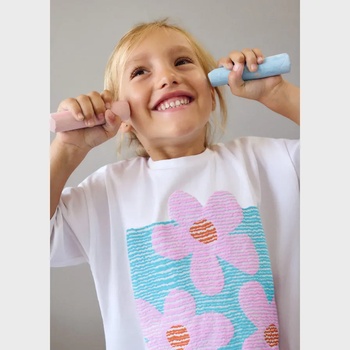 MAYORAL Бяла тениска къс ръкав с лилави цветя за мини момиче Mayoral