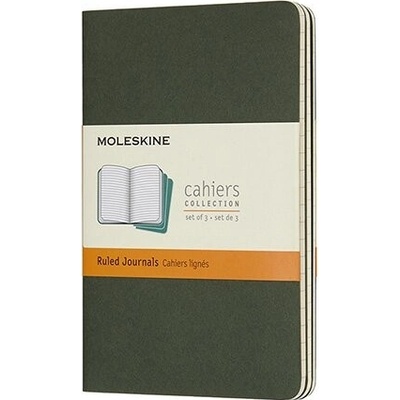 Moleskine Sešity Cahier S linkované 3 ks tm. zelené