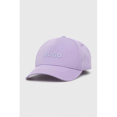 Hugo Памучна шапка с козирка hugo в лилаво с апликация (50491521)