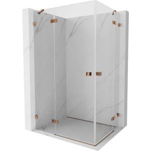 Mexen Lunar Двоен душ кабинa с левo панти 85 x 75 см, прозрачен, розово злато (834-085L-075P-60-00)