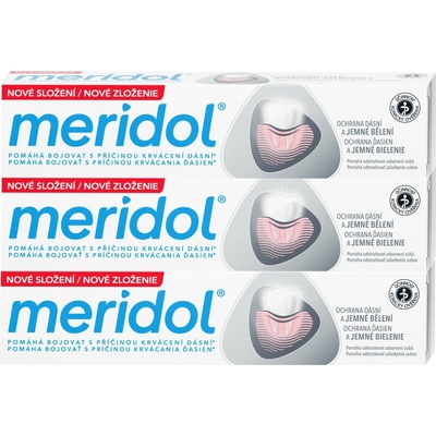 MERIDOL Gum Protection & Gentle White na ochranu ďasien a jemné bielenie 3 × 75 ml