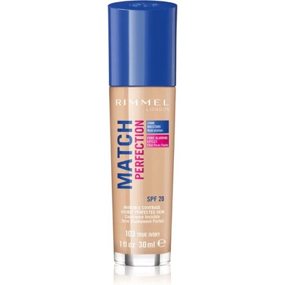 Rimmel Match Perfection течен фон дьо тен SPF 20 цвят 103 True Ivory 30ml