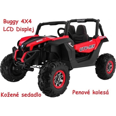 Joko elektrické autíčko Buggy 4x4 SuperStar MP4 LCD displej penové kolesá Dvojmiestne kožené sedadlo USB červená