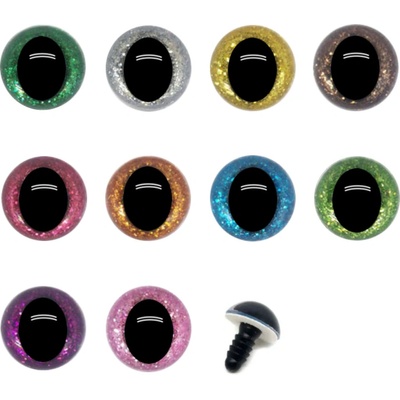 Oči bezpečnostní třpytivé kočičí - 12mm, tmavě zelená