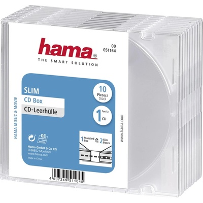 HAMA Priehľadné slim puzdro na CD, balenie po 10 kusoch - 00051164