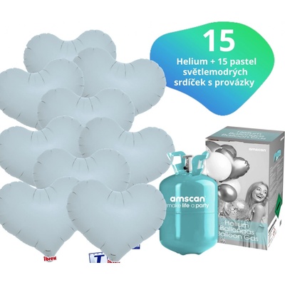 Balonky.cz Helium set helium a balónky IBREX srdce světlemodré