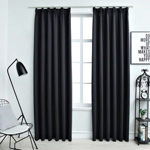 Pure Line Home Плътни завеси в цвят черен с перделък, 2 бр. , 140 x 245 см