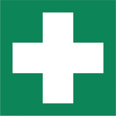 Značka Prvá pomoc, ISO 7010, plast, fotoluminiscenčná, 150 x 150 mm, 10 ks