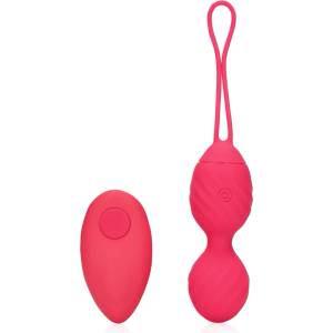 Loveline - вагинално гейша топче с вибрация и релеф - розово - lovesexshop