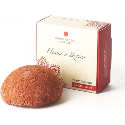 Indian Natural Hair Care Henna a skořice tuhý šampon pro normální a jemné vlasy 60 g