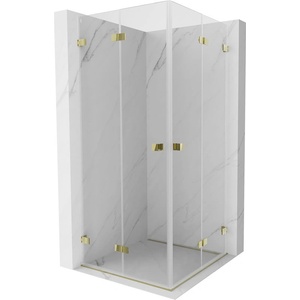 Mexen Lunar-F Duo сгъваема душ кабина 75 x 75 см, прозрачна, златна - 836-075L-075P-50-00 (836-075L-075P-50-00)