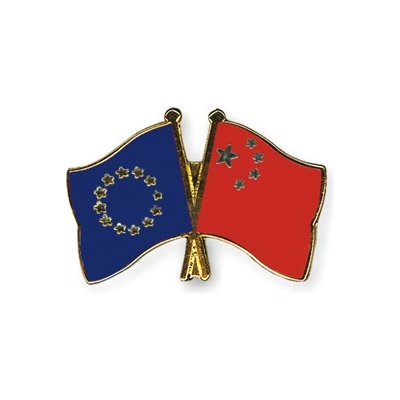 Odznak (pins) 22mm vlajka EÚ + Čína - farebný