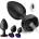 SuperLove Vibrating Rose & Jewels Anal Plug Set Black 4 pack