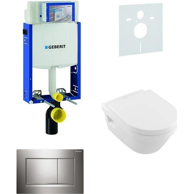 Geberit Kombifix tlačítko Sigma30 lesklý/matný/lesklý chrom WC Villeroy & Boch + SEDÁTKO 110.302.00.5 NB6