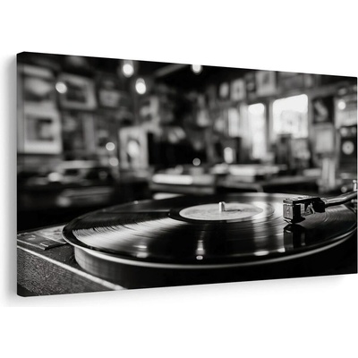 Obraz retro gramofon v interiéru - 30x20