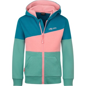 TROLLKIDS Детско яке за тренировка Trollkids Kid's Alesund Sweater Hoodie - Aqua Haze / Harbor Blue / Peony Rose - размер 128 (EU) (704-2482-1616)
