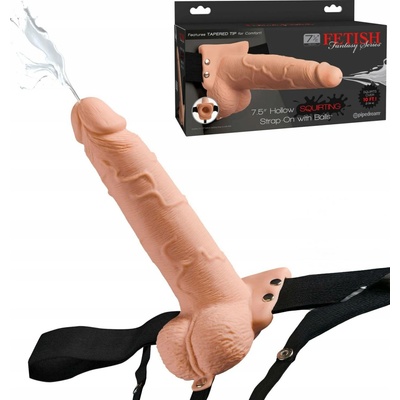 Pipedream Fetish Fantasy 7.5" Hollow Squirting Strap On with Balls