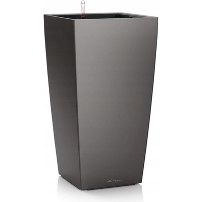 LECHUZA Květináč CUBICO Premium 40 antracitový metalický 39,5x39,5x75,5 cm