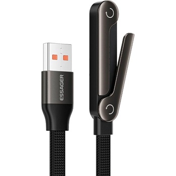 Essager USB-A към Type-C L-Shape Кабел за Данни и зареждане 7A 100W с Поставка за Игри 1 м