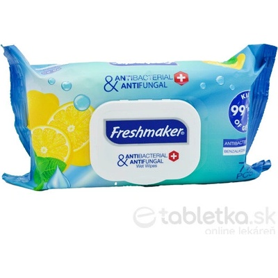 Freshmaker Antibakteriálne vlhčené utierky citrón/mentol s uzatvárateľným klipom 72 ks
