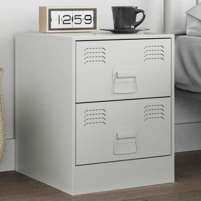 vidaXL Нощно шкафче, бяло, 34, 5x39х44 см, стомана (841629)