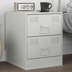 vidaXL Нощно шкафче, бяло, 34, 5x39х44 см, стомана (841629)