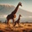 Pohlednice 3D Two Giraffes