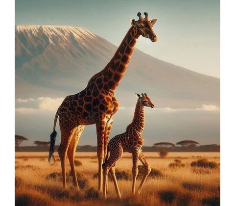Pohlednice 3D Two Giraffes