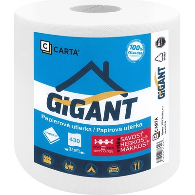 Carta Gigant 2 vrstvy návin 90 m výška 22,7 cm 430 útržkov