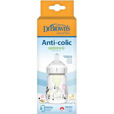Dr. Brown's široká láhev anti colic Options+ pomalý průtok 0+ 150 ml