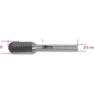 Beta tools Pilník rotační z karbidu, 426md/ct,válcový okrouhlý fi 12 x 25 x 69 mm, kolík fi 6mm