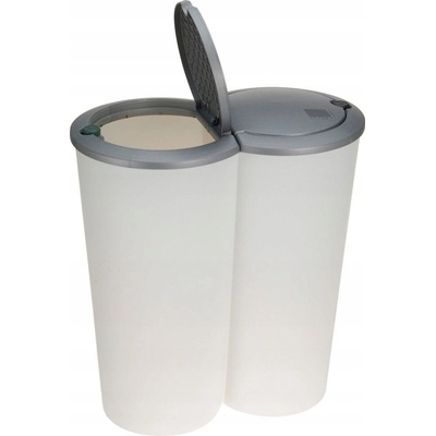 Excellent Houseware Koš na tříděný odpad s víkem, plastový, bílý, 50 l