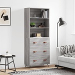 vidaXL Висок шкаф, сив сонома, 69, 5x34x180 см, инженерно дърво (3189355)
