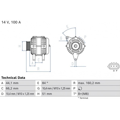 Alternátor BOSCH 0 986 084 990 0 986 084 990